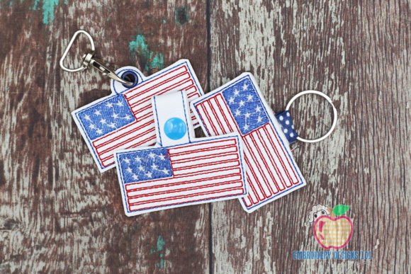 American Flag ITH Snaptab Keyfob Design