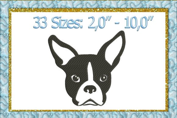 Boston Terrier Head Embroidery