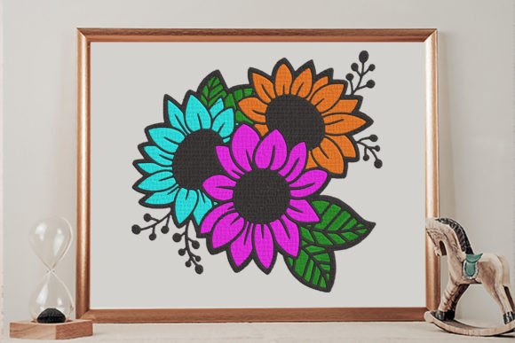Colorful Sunflowers Embroidery Design
