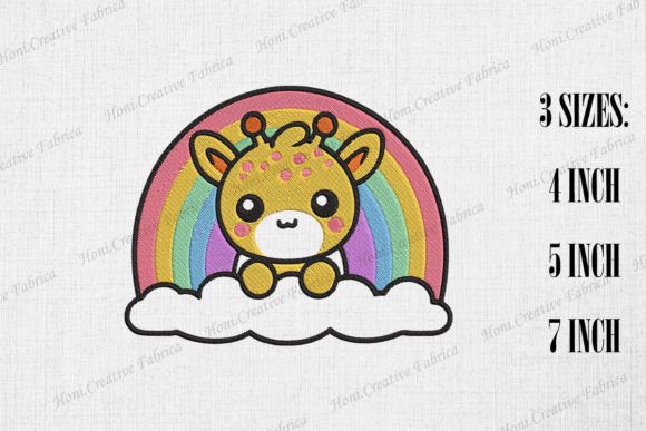 Cute Giraffe Peeking from Rainbow