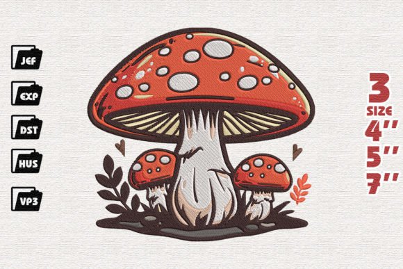 Cute Mushrooms Embroidery Design