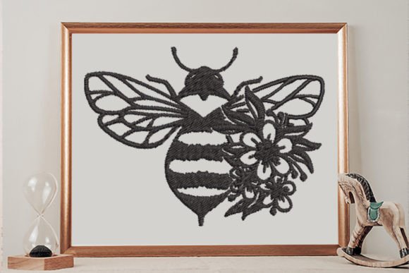 Floral Honey Bee Embroidery