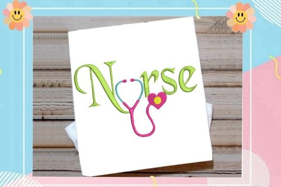 Nurse with Stethoscope Embroidery Design