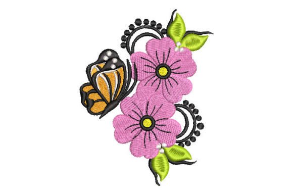 Pink Flowers with Butterfly