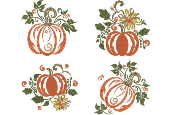 Set 4 Fall Orange Pumpkin
