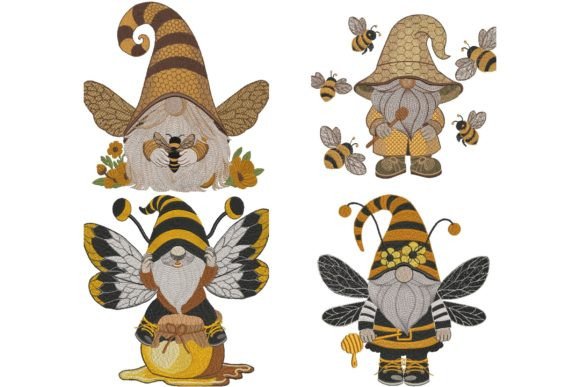 Set of 4 Honey Bee Gnome