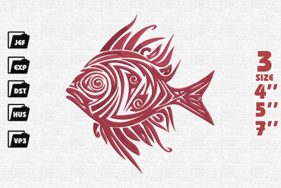 Tribal Fish Embroidery Design