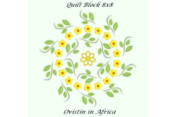 Twerls Set Quilt Block and Flowers with Leaves